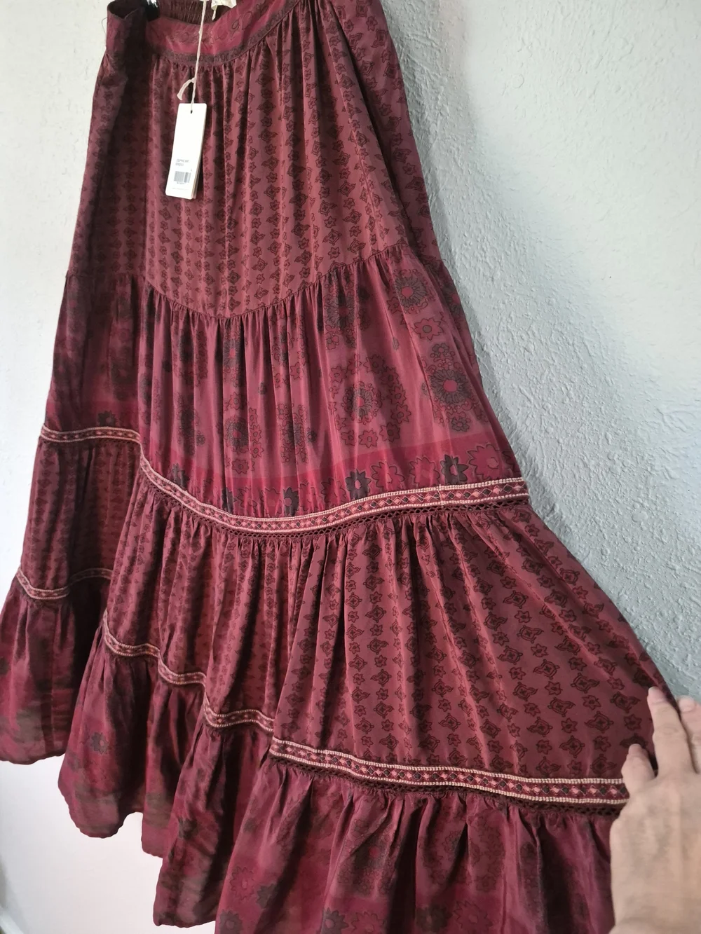 NWT Maison Hotel Josephine Skirt Château Bordeaux Tiered Maxi Skirt Size XL